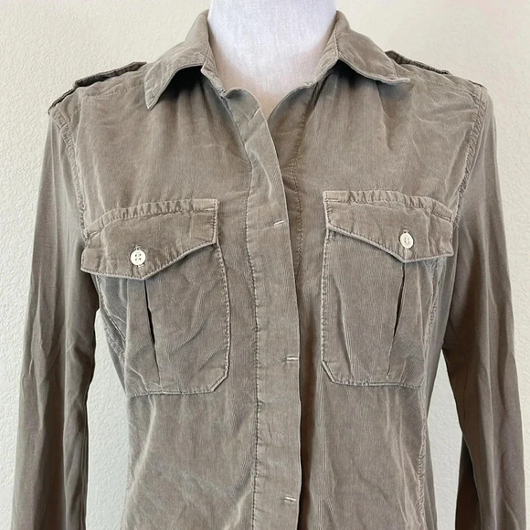 James Perse brown/tan corduroy button down shirt size 2 - Picture 2 of 7